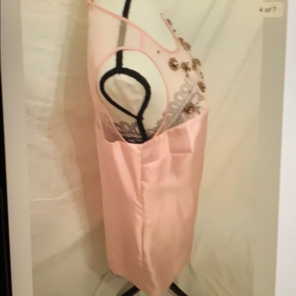 Size 12 Pink Rhinestone Mesh Neck Prom Party Dress - Picture 4 of 8